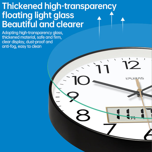 2025 New 10/12/14 - inch Electronic Calendar Wall Clock. Monitors temp & humidity. Dual - display. Mute. Quartz movement.