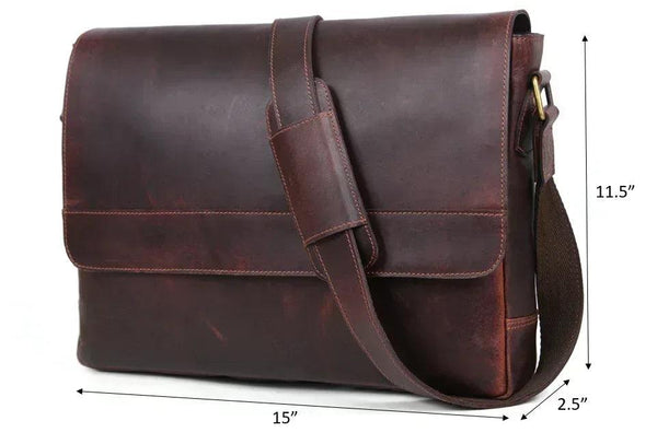 Borden Leather Messenger Bag - Walnut Brown - Gifts for You 'n Me