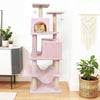 57 Inch Cat Tree with Dual Condos and Hammock and 2 Dangling Balls-Pink