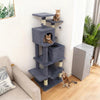57 Inch Cat Tree with Dual Condos and Hammock and 2 Dangling Balls-Gray