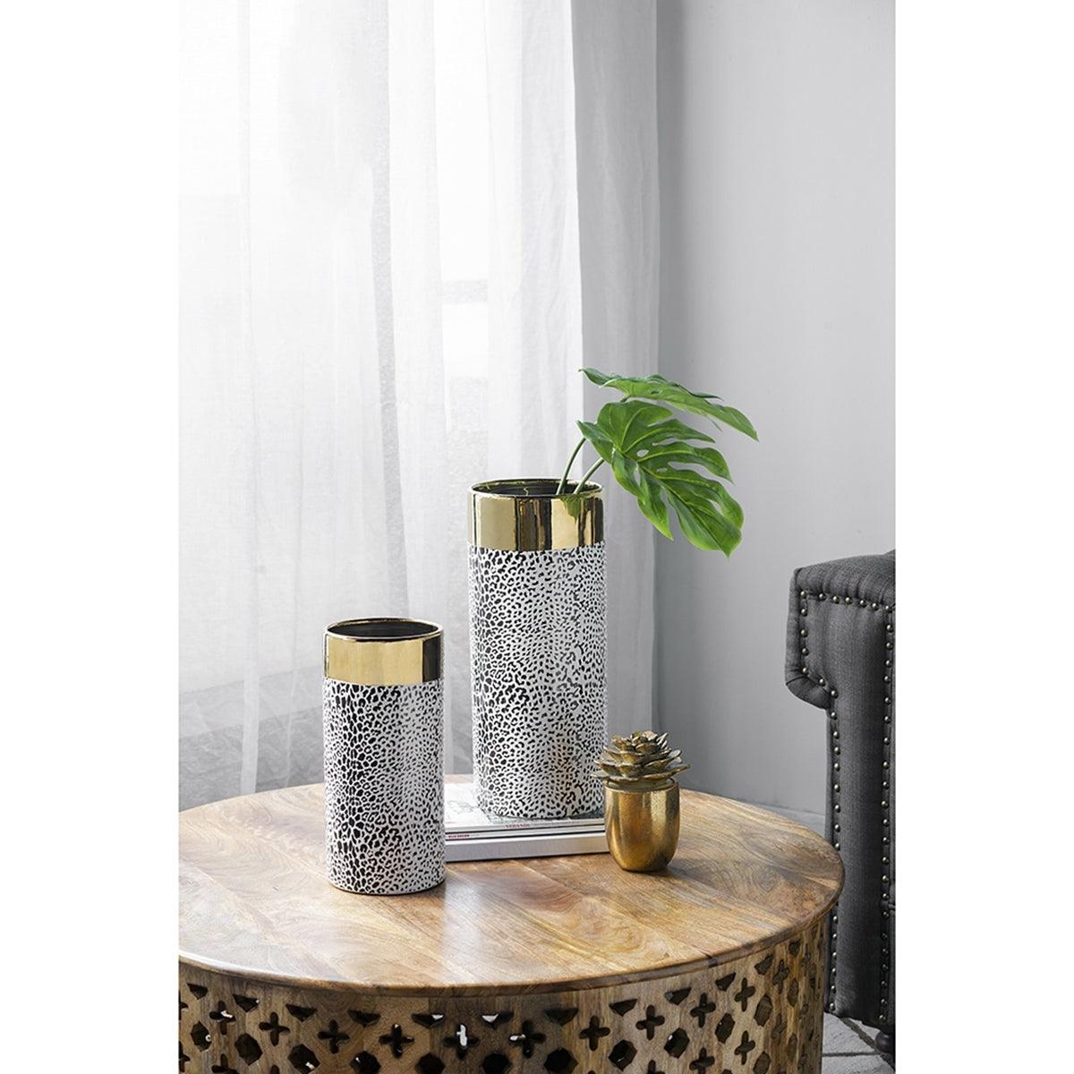 Matte Black& Gold Ceramic Vase