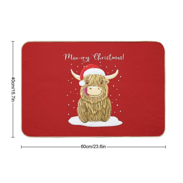 Scottish Highland Cow, Moo-rry Christmas Wee Hamish Bath Mat