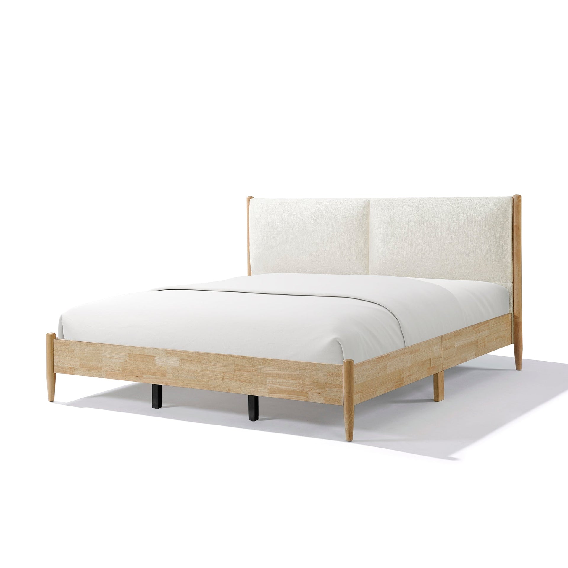 King Bed Frame with Upholstered Headboard