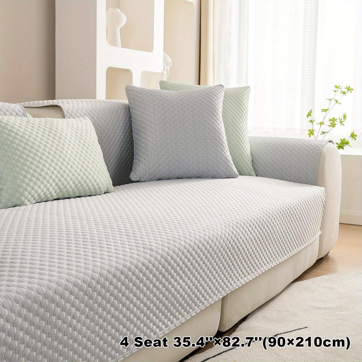 Breathable Ice Silk Light Gray Couch Cover - Cooling & Anti-Scratch