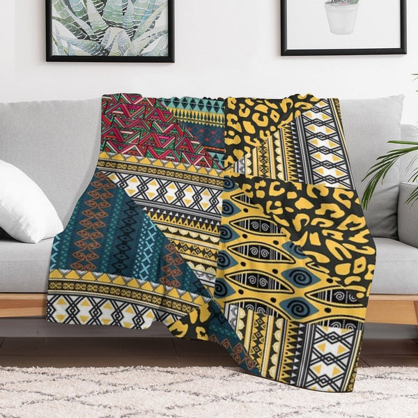 Black Ethnic Pattern Lightweight Throw Blanket