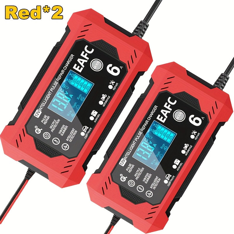 Car Battery Charger, 12V 6A Smart Battery Trickle Charger Auto 12V 24V Battery Maintainer for Car Truck Motorcycle Lawn Mower Marine Lead Acid Battery, Vehicle Battery Maintenance, Automotive Battery Care, Compact Charger, Po DSers Fulfillment