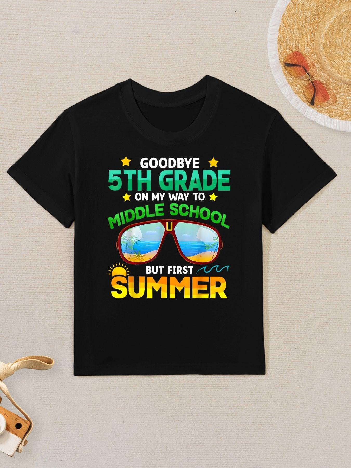 5th Grade Way To Middle School Grade First Summer Graduation Kids T-Shirt