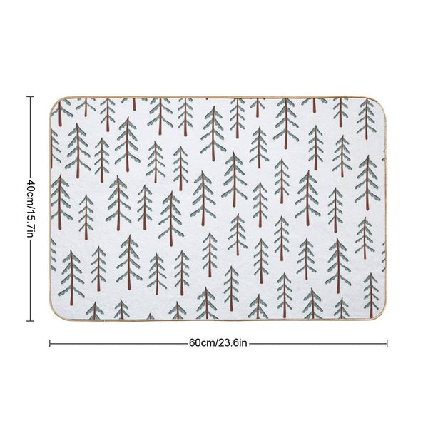Fir Tree Doodle Wood  Anti-Trip Bath Mat