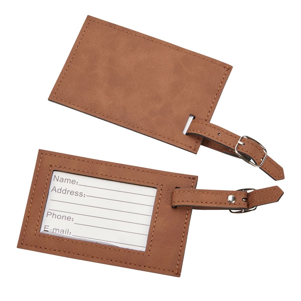 Leatherette Luggage Tag, Caramel 2.75
