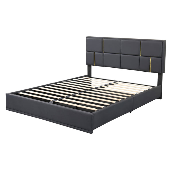 2-Pieces Bedroom Sets, Queen Size Upholstered Platform Bed with Hydraulic Storage System BLAKHOM