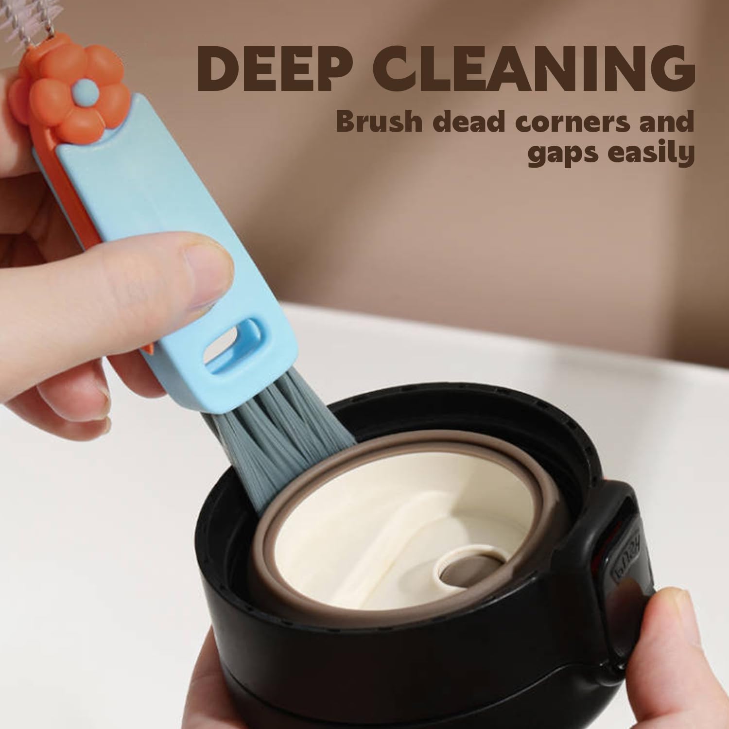 3 in 1 Cup Lid Cleaning Brush Crevice Cleaning Brush for Bottle Gap Tight Spaces Cup