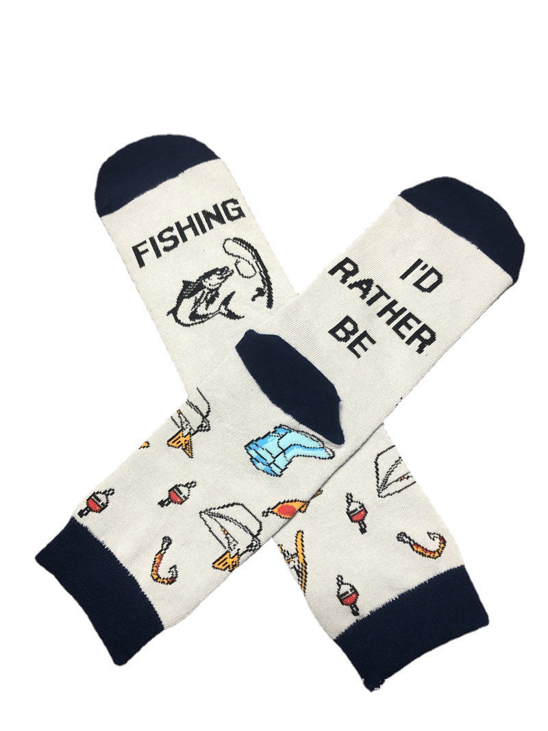 English Letters Socks Outdoor Camping Fishing Mountain Climbing Ski Sports Tube Socks