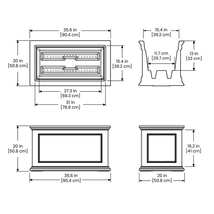 Fairfield 20in x 36in Rectangle Planter