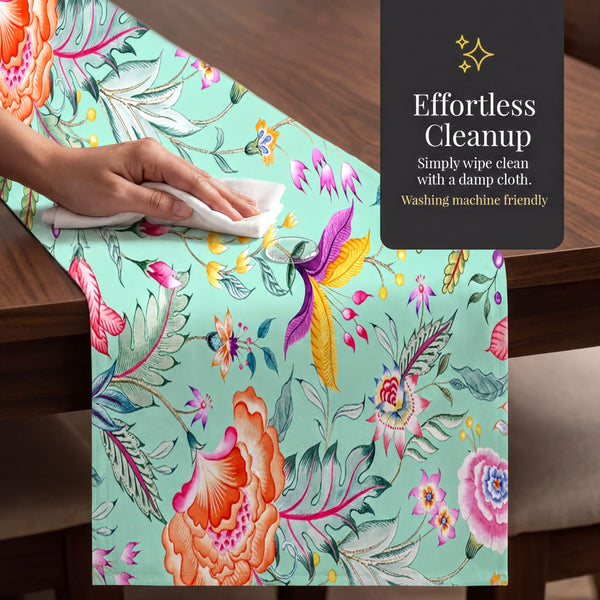 Green Pink Table Runner – Chintz Floral