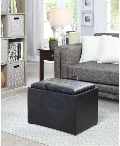 Accent Storage Ottoman 22 Point 75 Inches Charcoal Jet Black