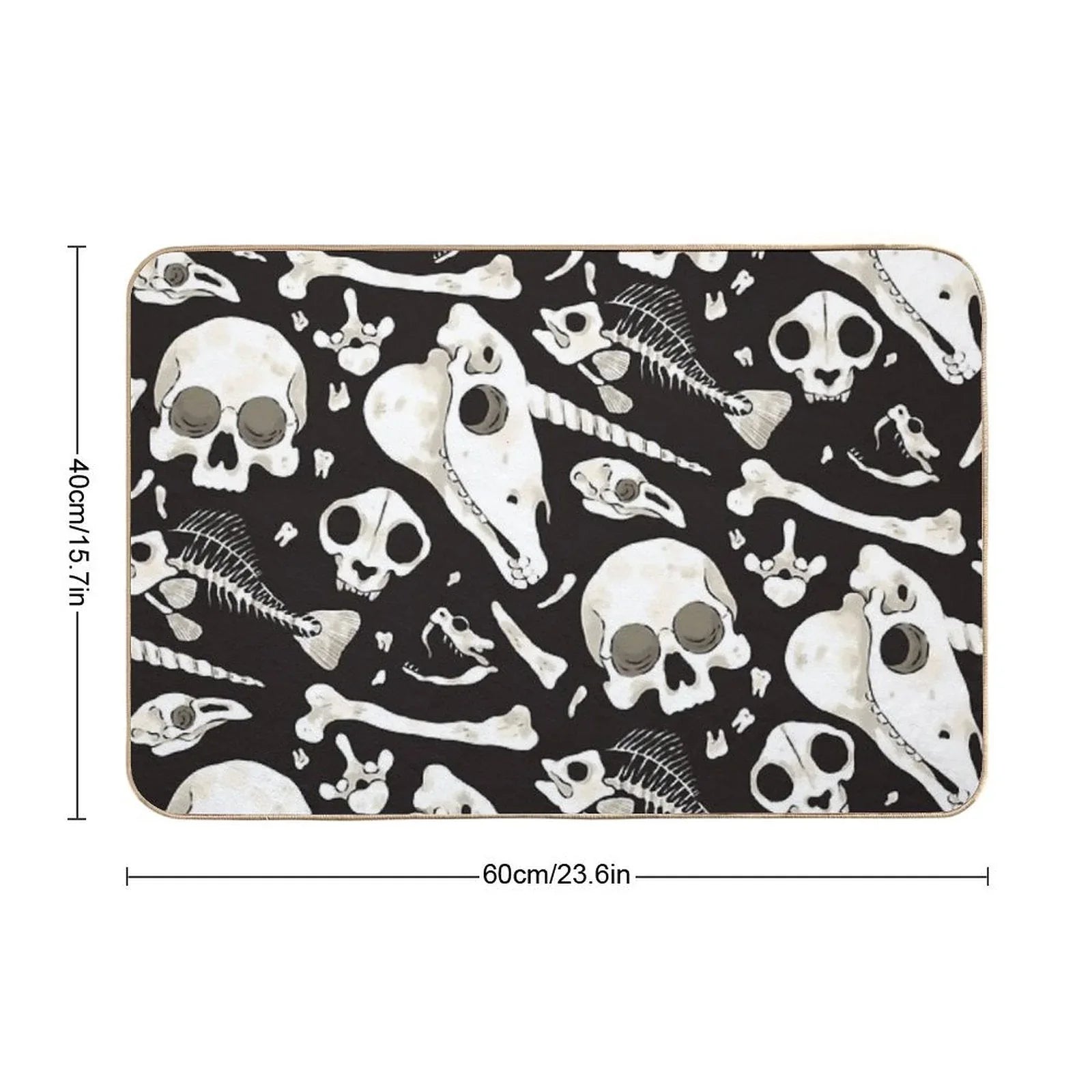 Black Skulls And Bones - Wunderkammer Durable Bath Mat