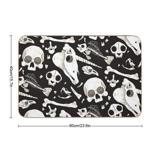 Black Skulls And Bones - Wunderkammer Durable Bath Mat