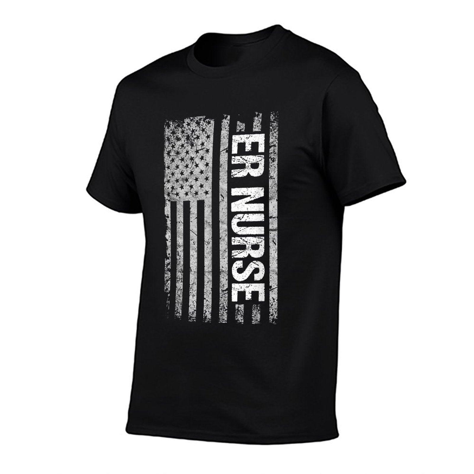 Patriotic Healthcare Workers And Gifts Classic Distressed Flag for Emergency Room ER Nurses Unisex-Adults Black Small T-Shirt