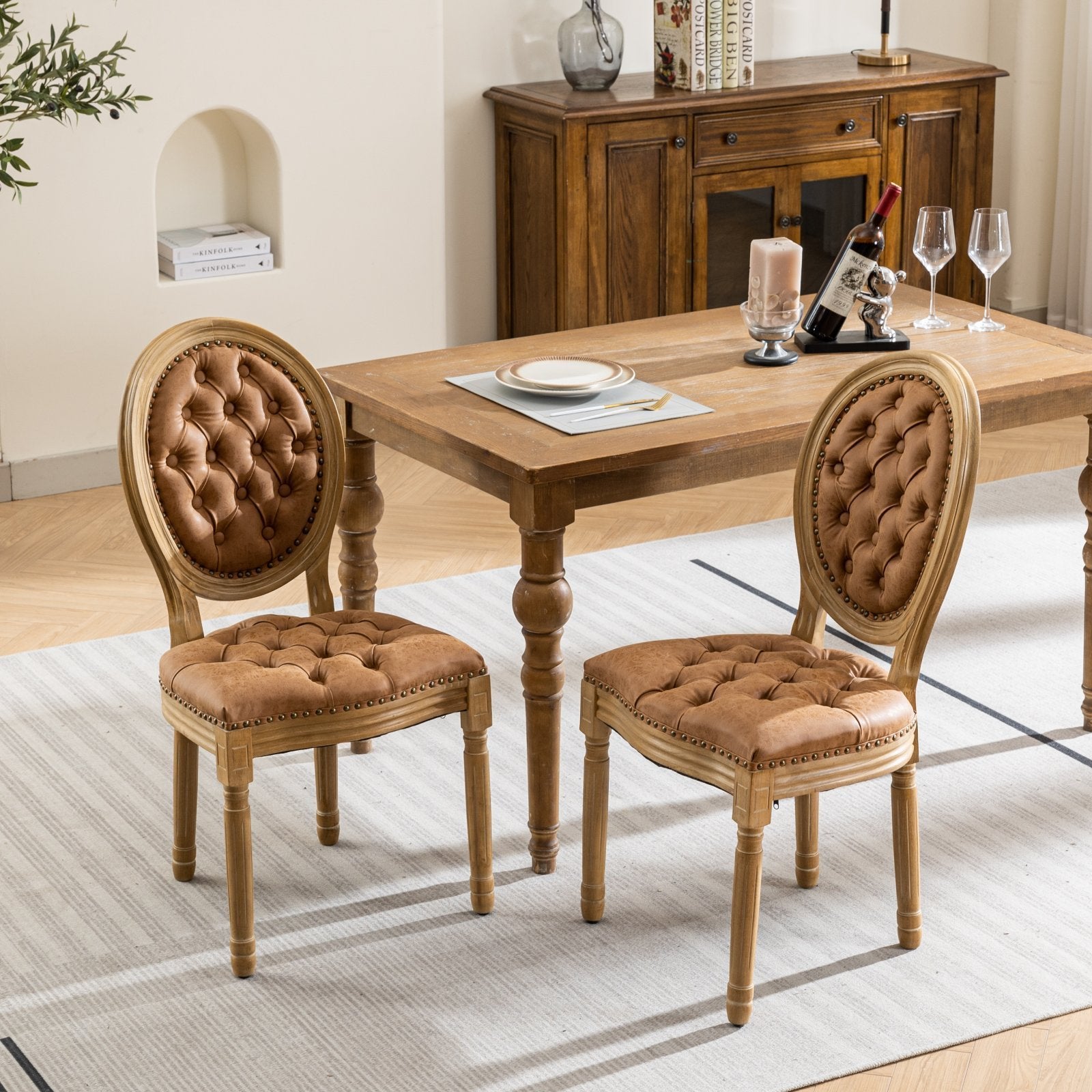 Set of 2 French Style Solid Wood Antique Dining Chairs BLAKHOM