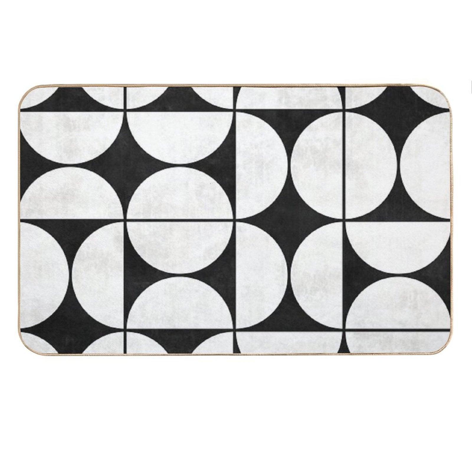 Mid-Century Modern Pattern No.2 - Black And White Concrete Bath Mat