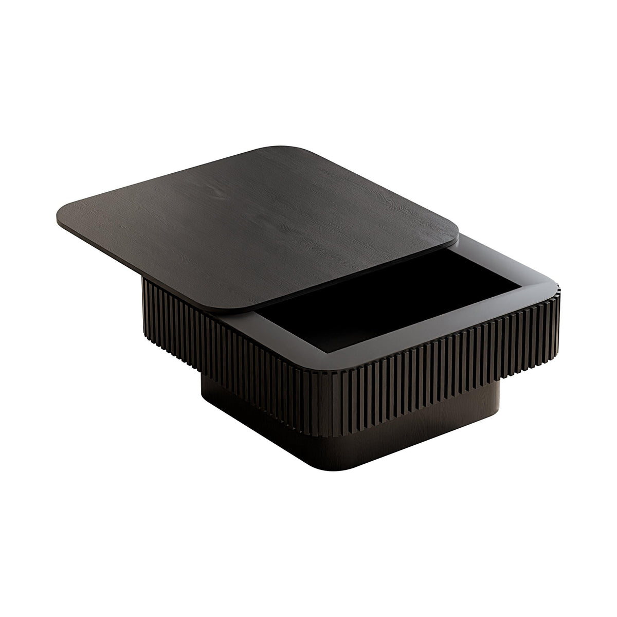 Modern Black Square Coffee Table with Hidden Storage