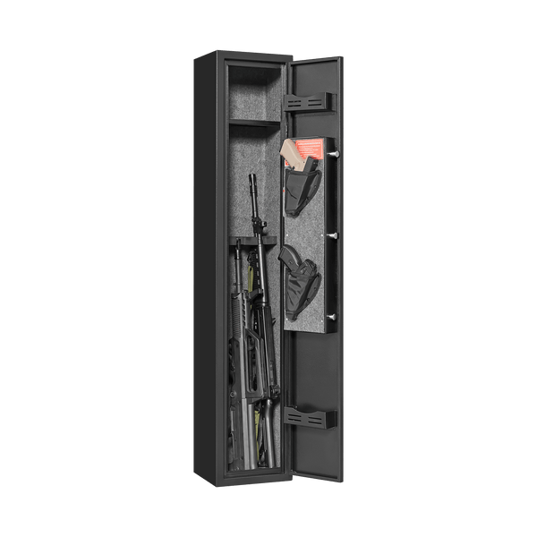 5 gun safes with 3 pistol pockets, quick access biometric adjustable heavy-duty gun rack mounted gun safes