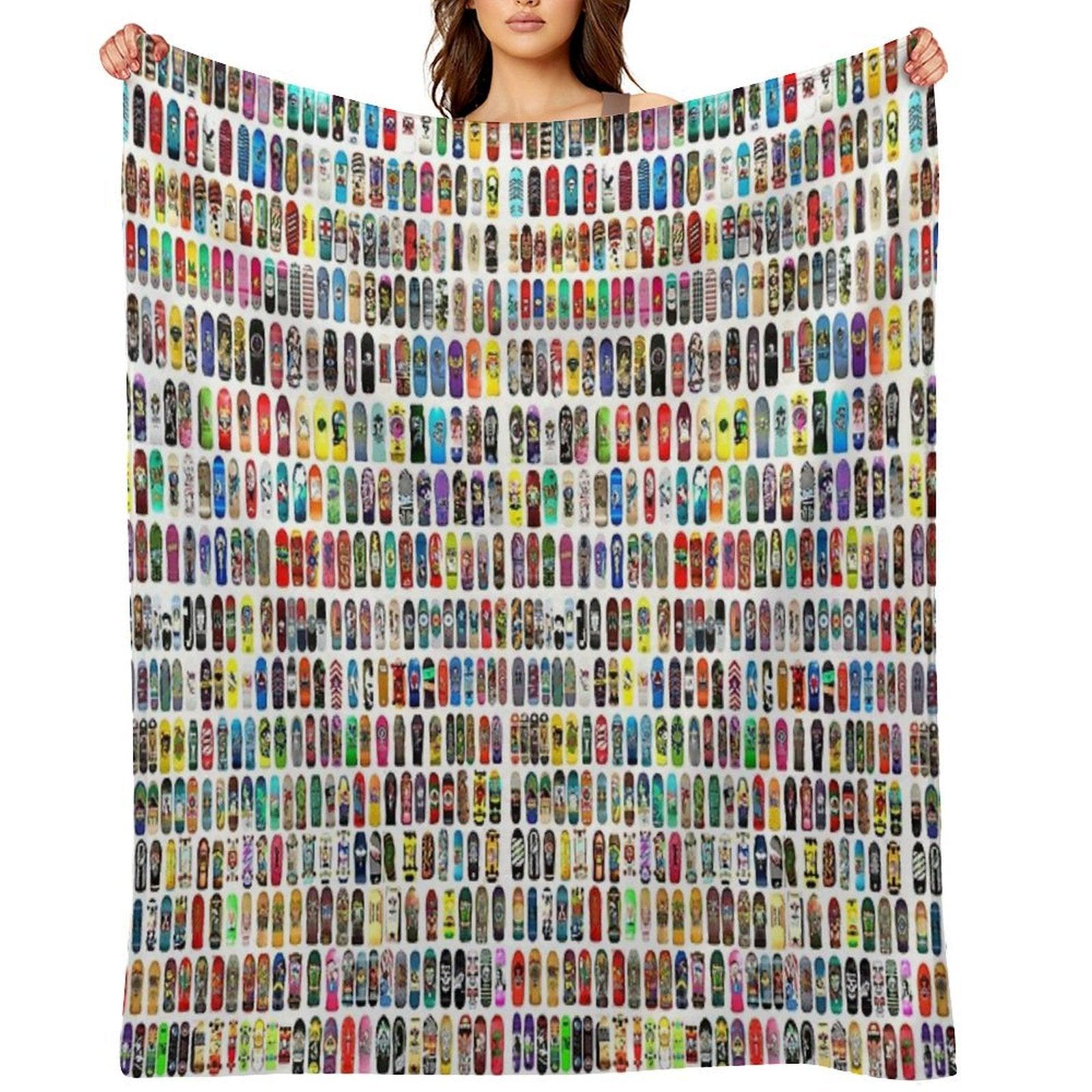Vintage Skateboard Print Throw Blanket