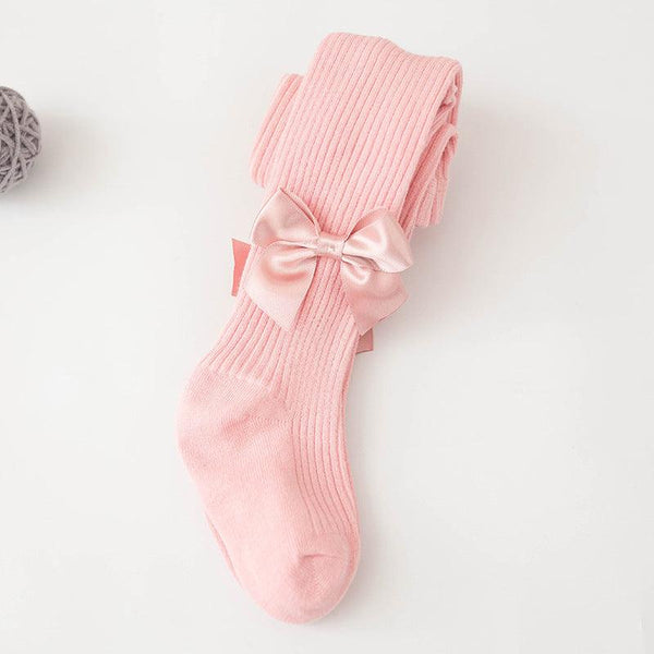 Spring And Autumn New Children's Pantyhose Bow Cotton White Baby Socks Medium Thick Foreign Girl Leggings