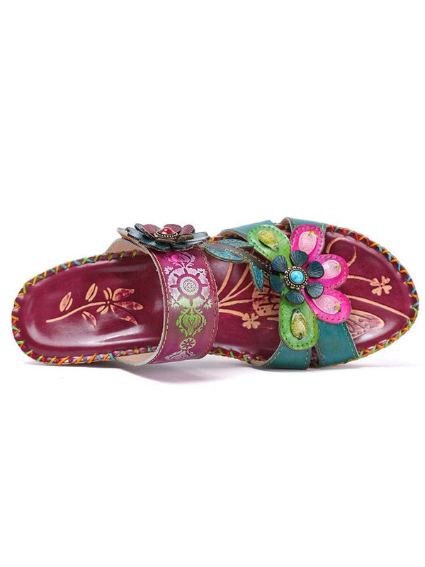 Valery Retro Floral Embossing Slippers