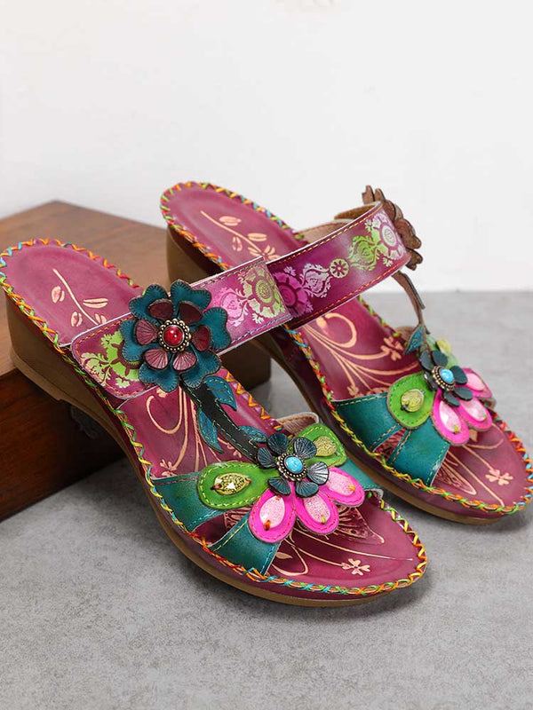 Valery Retro Floral Embossing Slippers