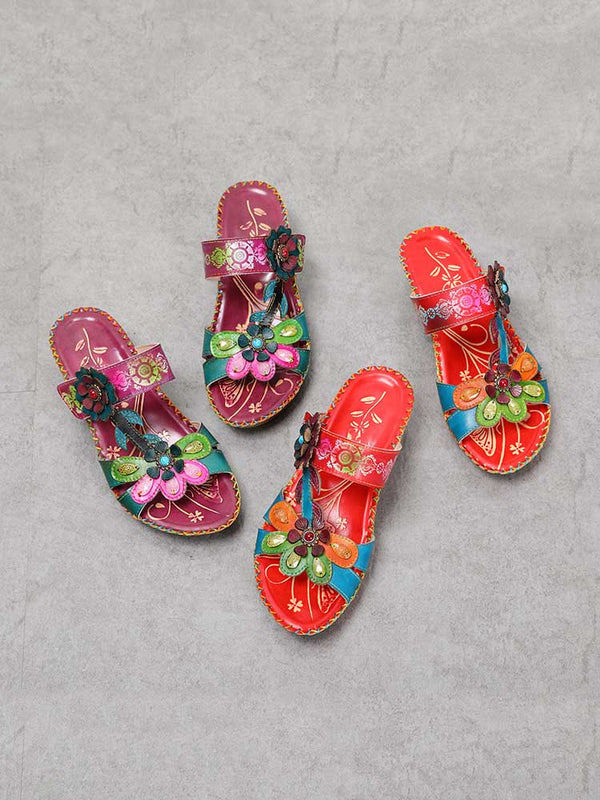 Valery Retro Floral Embossing Slippers