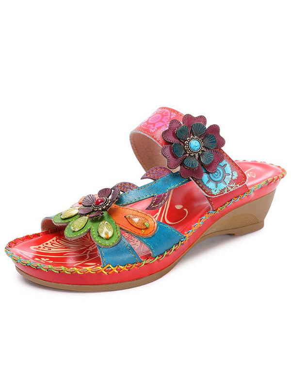 Valery Retro Floral Embossing Slippers
