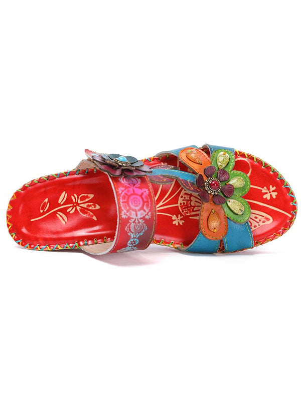 Valery Retro Floral Embossing Slippers