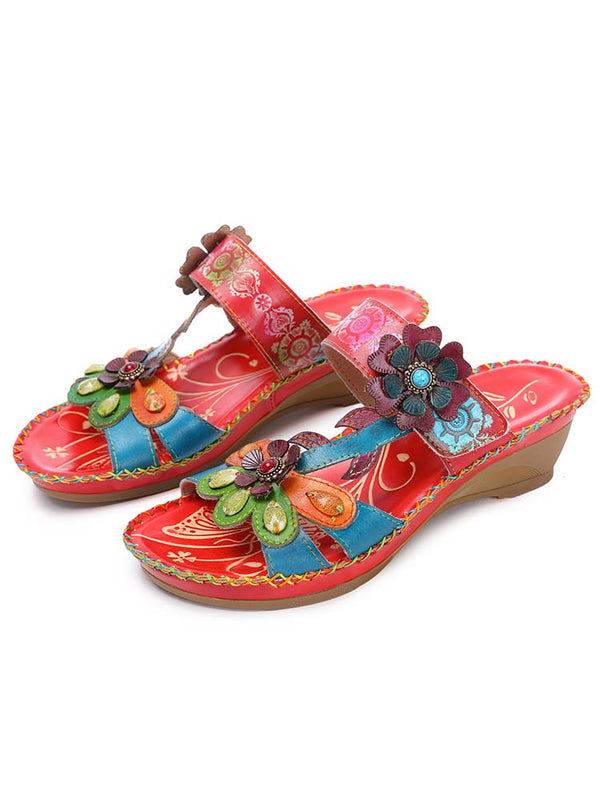 Valery Retro Floral Embossing Slippers