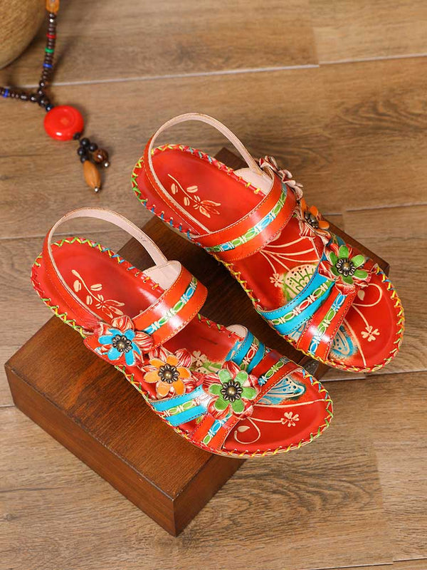 Zaria Flowers Embossing Sandals