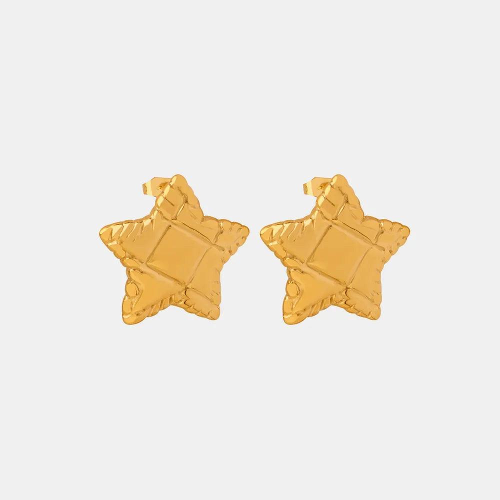 Minimalist and Personalized Geometric Jewelry Texture Lace Pentagram Design Titanium Steel Earrings