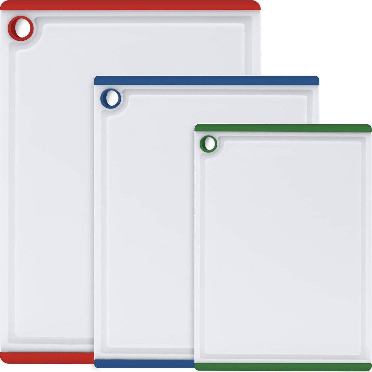 3-Piece Large Plastic Cutting Board Set with Non-Slip Feet and Juice Grooves