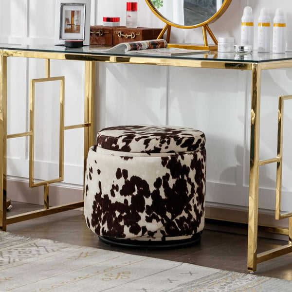 Milk Cow Velvet Upholstered Vanity Chair Storage Swivel