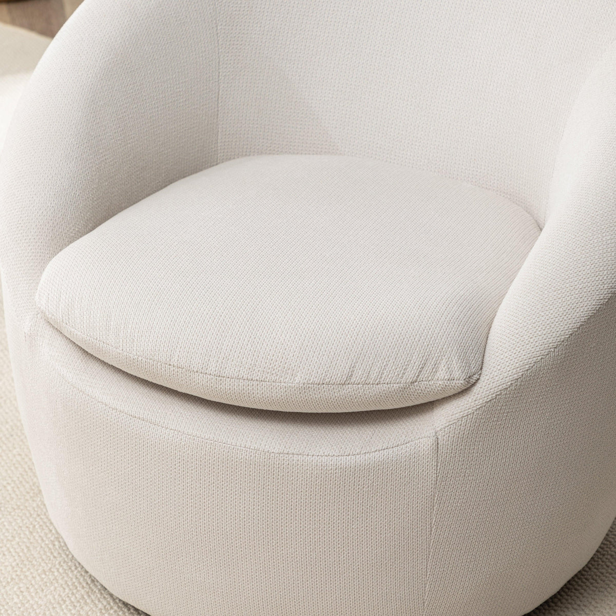 Winnie Modern Teddy Fabric Barrel Chair, 360° Swivel