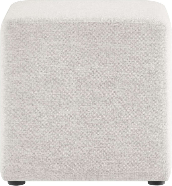 Callum 17 Inch Ivory Square Hand crafted Textured Woven Ottoman