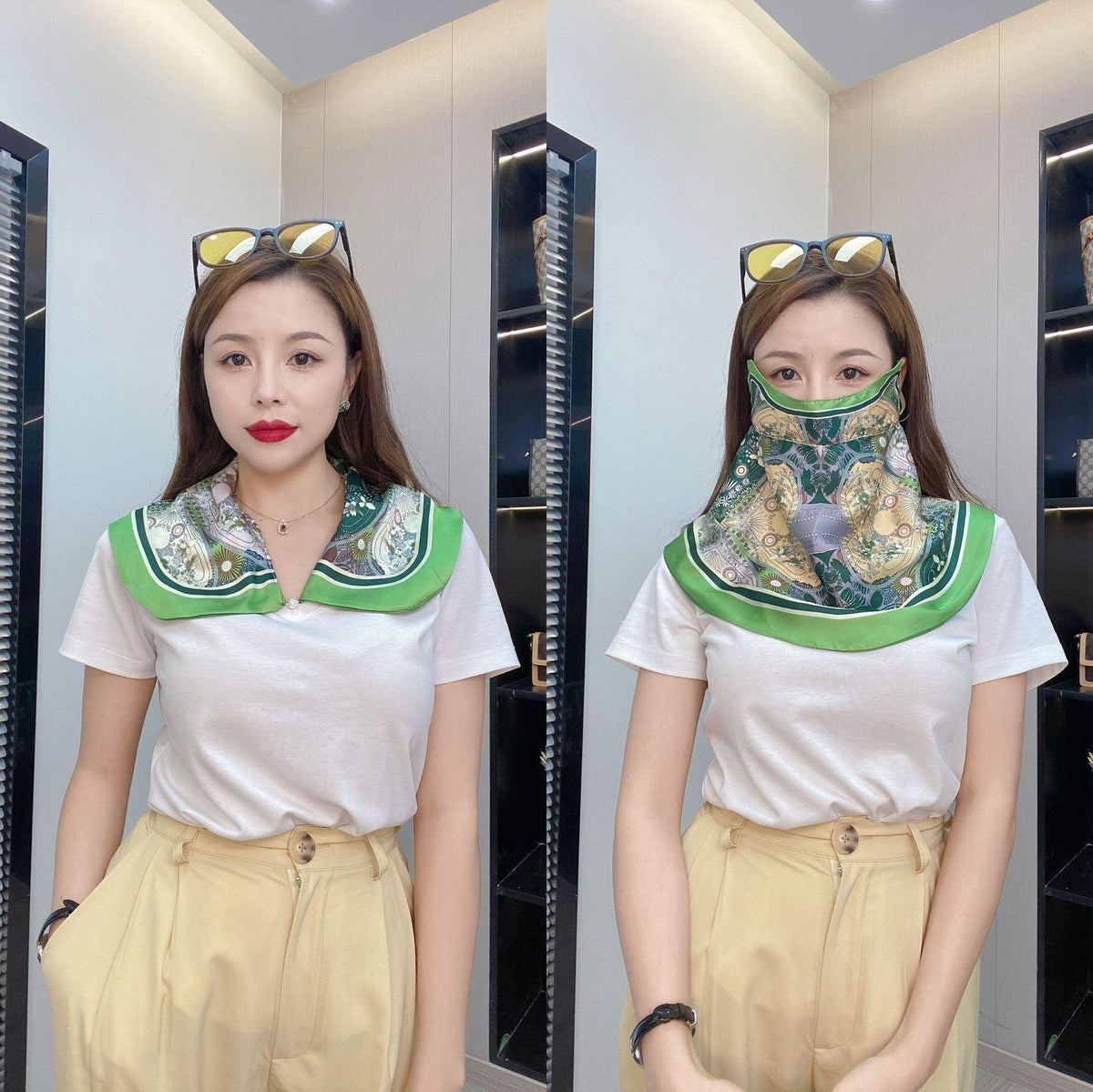 Female Printed Breathable Eye Corner Protection Summer Sunscreen Mask