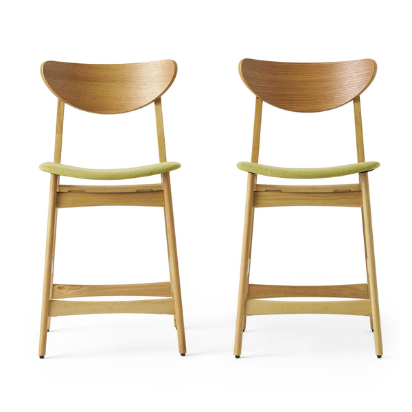 Oak Finish Mid Century Design 24-Inch Counter Stools (Set Of 2) - NH269892 - Gifts for You 'n Me