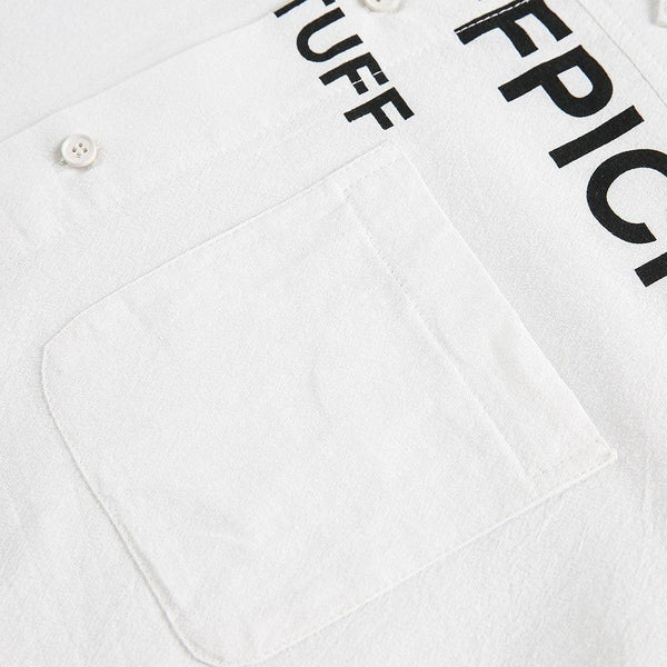 Alphabet Print Short Sleeve Shirt Workwear Japanese Style Loose Casual Design Summer Collar Shirt Men's Trendy