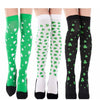 Irish Festival Green Trefoil Stockings Over the Knee Socks St Patrick's Day Party Striped Socks - 3 piece set