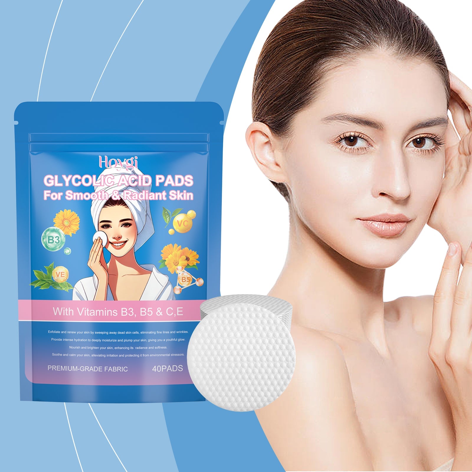 Glycolic Acid Rejuvenation Cotton Sheet For Facial Skin Deeply Cleans Pores, Nourishes, Repairs And Moisturizes Skin Care