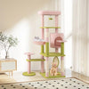 58 Inch Tall Multi-Level Cat Tree Aesthetic Floral Kitten Tower-Pink