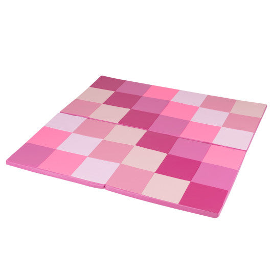 58 Inch Toddler Folding Activity Floor Mat Foam Baby Play Mat-Pink