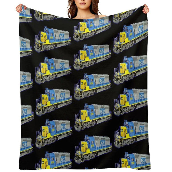 Freight Train CSX Engine Throw Blanket