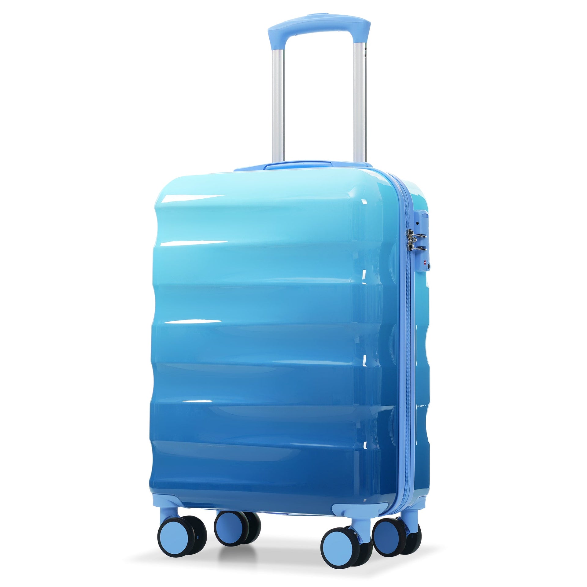 20' Carry-on Luggage with Cup Holder – Lightweight Glossy Hardshell Suitcases with Spinner Wheels, TSA Lock, Airline Approved, 2 Piece Set