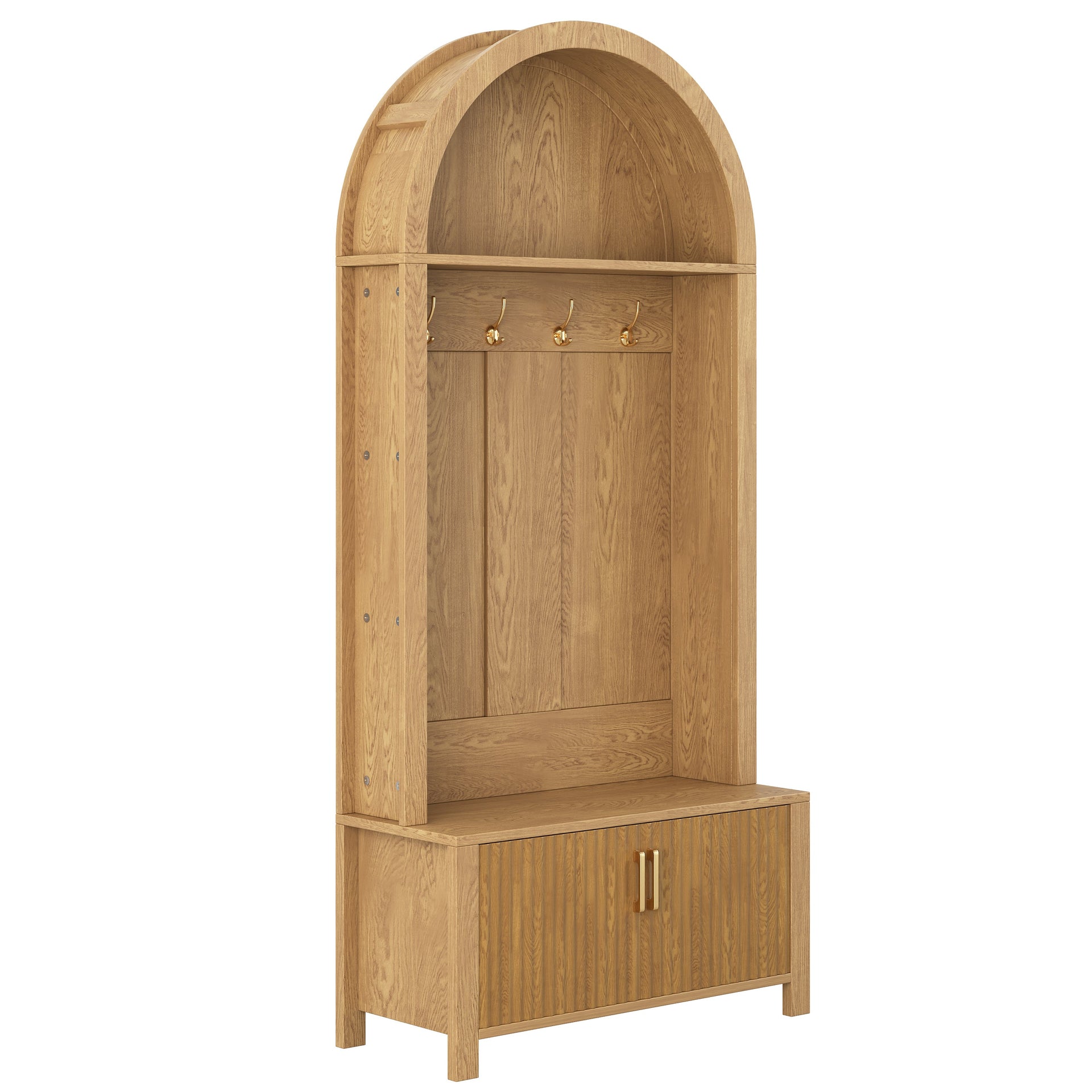 Farmhouse Hall Tree with Storage Bench & Cabinet – Entryway Organizer with Coat Hooks
